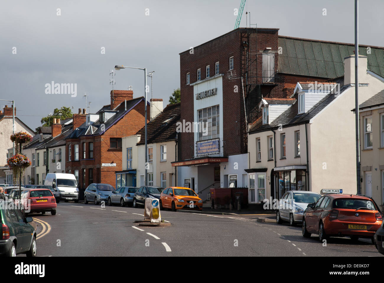 Street in Wellington Somerset England with the Wellesley Cinema in