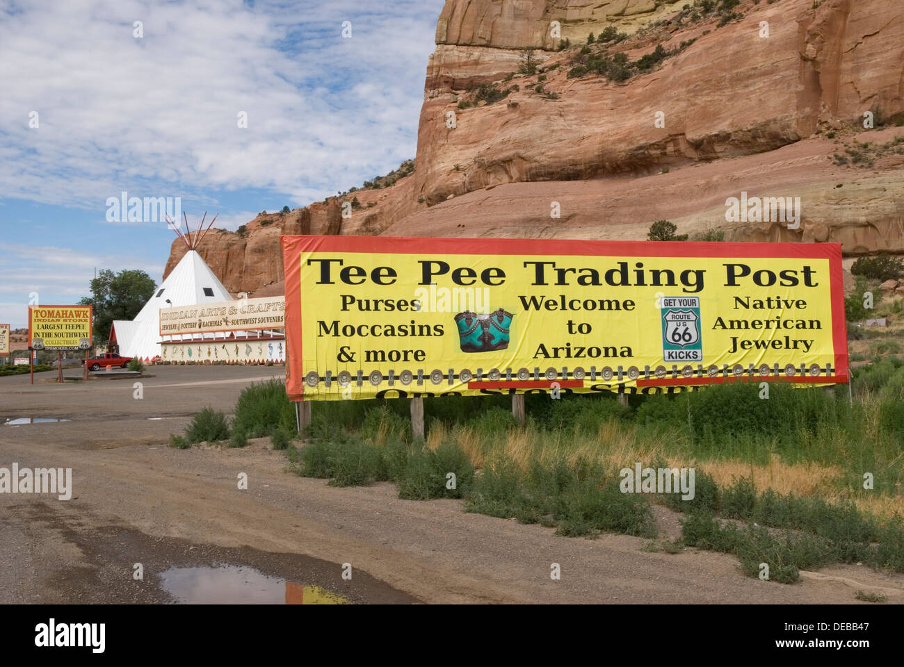 Tee Pee Trading Post sign Lupton Arizona Stock Photo, Royalty Free