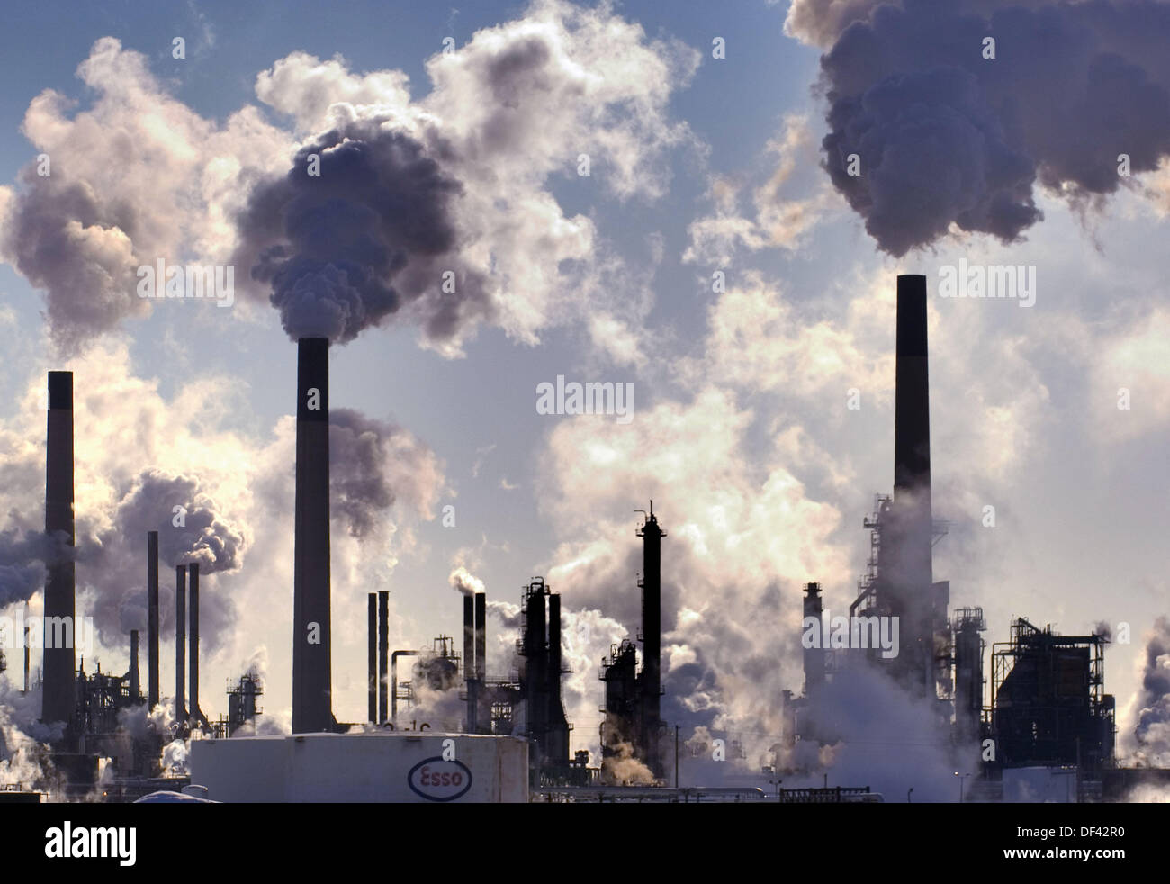 Air pollution from Chemical industry on the St. Clair River. Port Stock