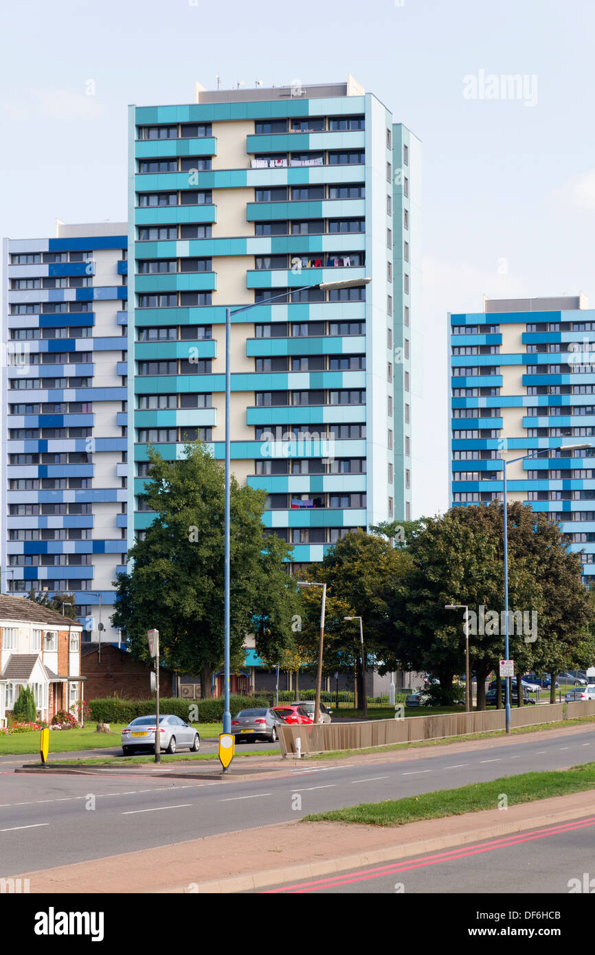 Blocks of high rise flats in the West Midlands Stock Photo, Royalty
