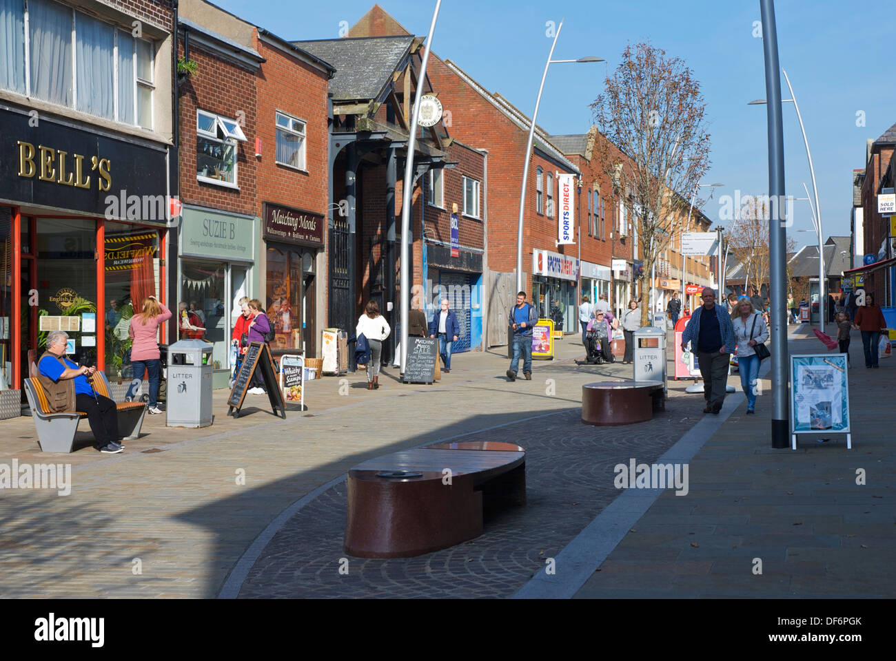 Central pedestrian area of BarrowinFurness, Cumbria, England UK Stock Photo, Royalty Free