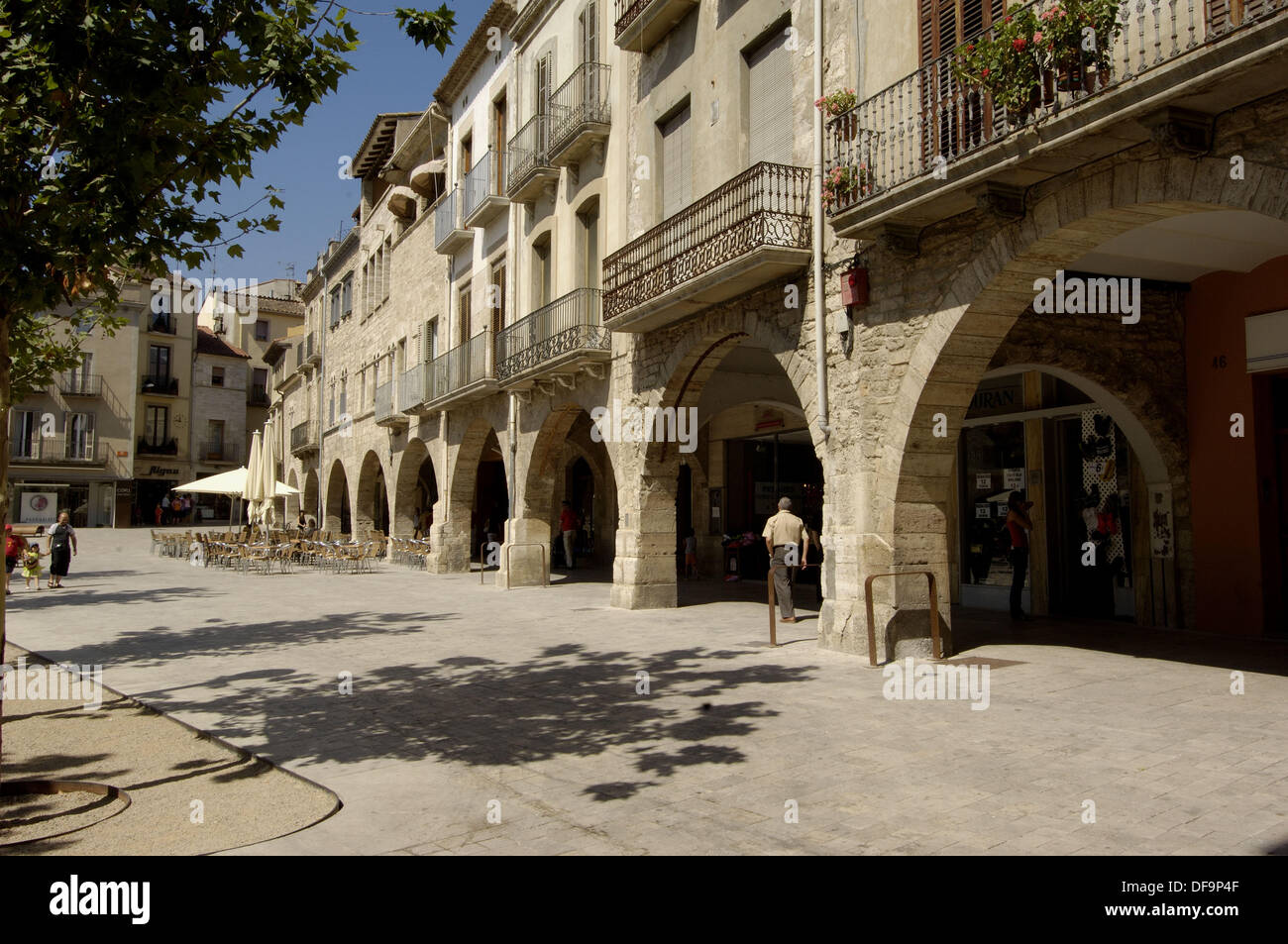 Main Square, Banyoles. Girona province, Catalonia, Spain Stock Photo