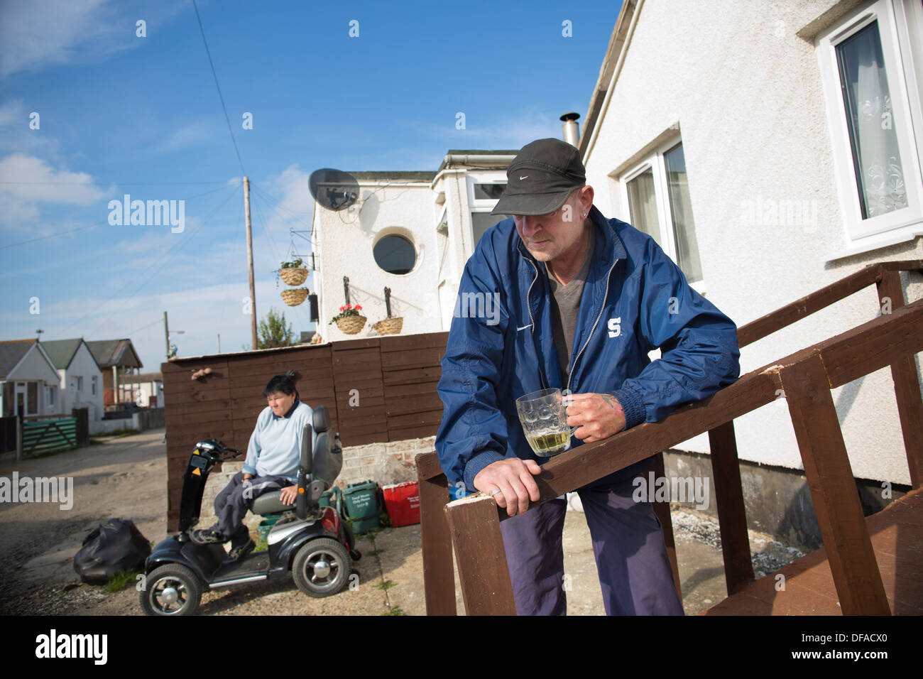 Residents of Jaywick, Brooklands Estate, Essex coastal town Stock Photo