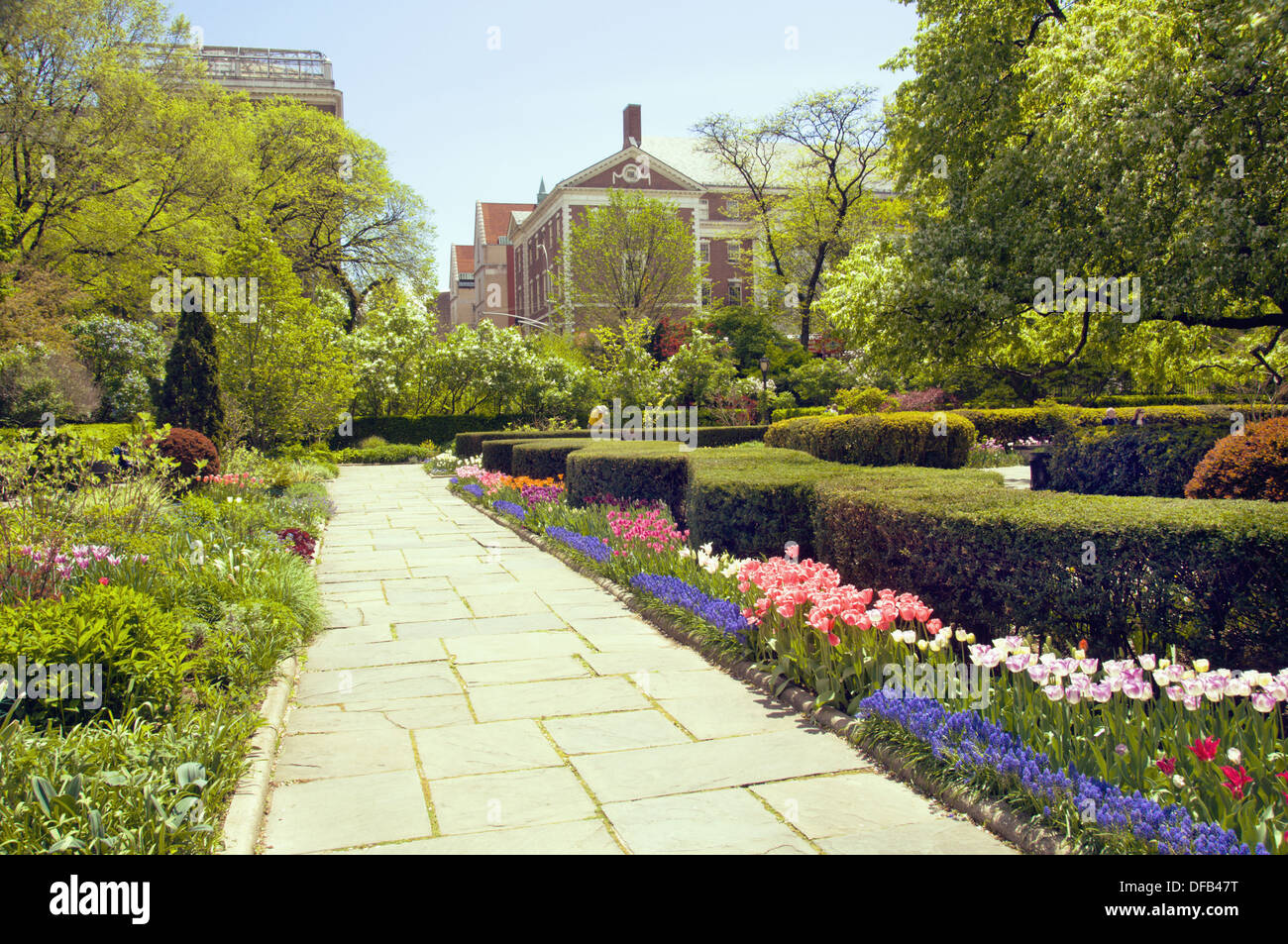 Spring flower beds in Central Park in New York city, New York, USA
