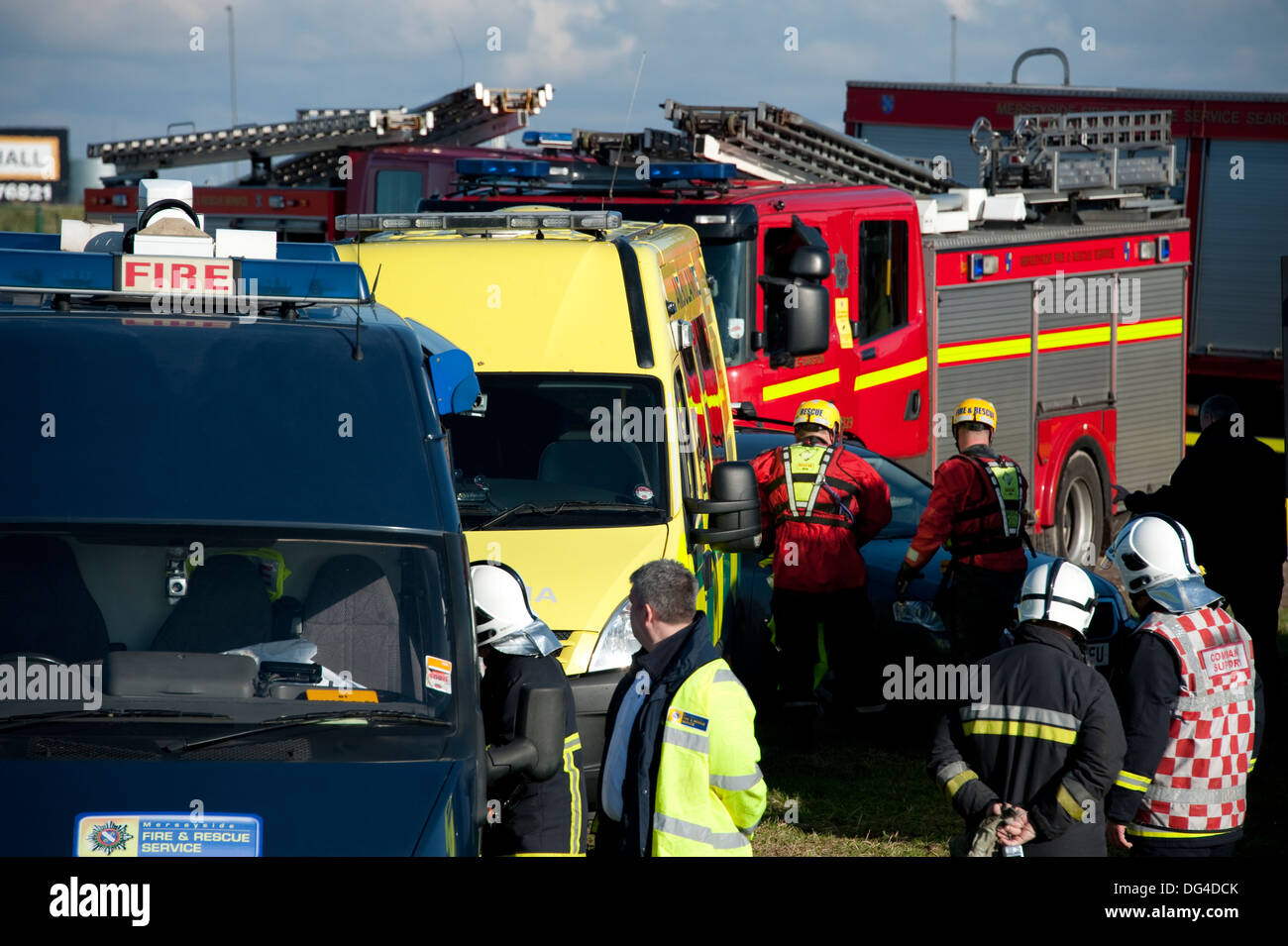 Fire Police Ambulance Major Incident Emergency Stock Photo, Royalty