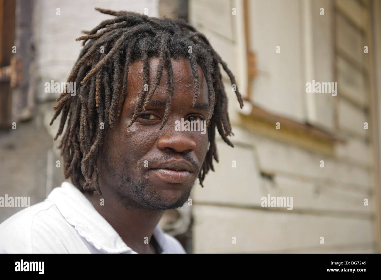 West Indian Man With Dreadlocks On Street In Village StLucia West Indian Man With Dreadlocks On Street In Village StLucia