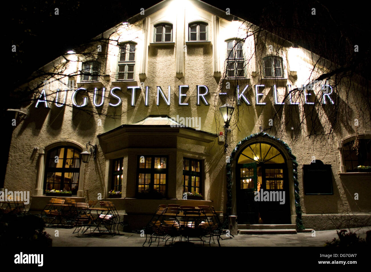 Germany Bavaria Munich, popular Augustiner Keller restaurant Stock