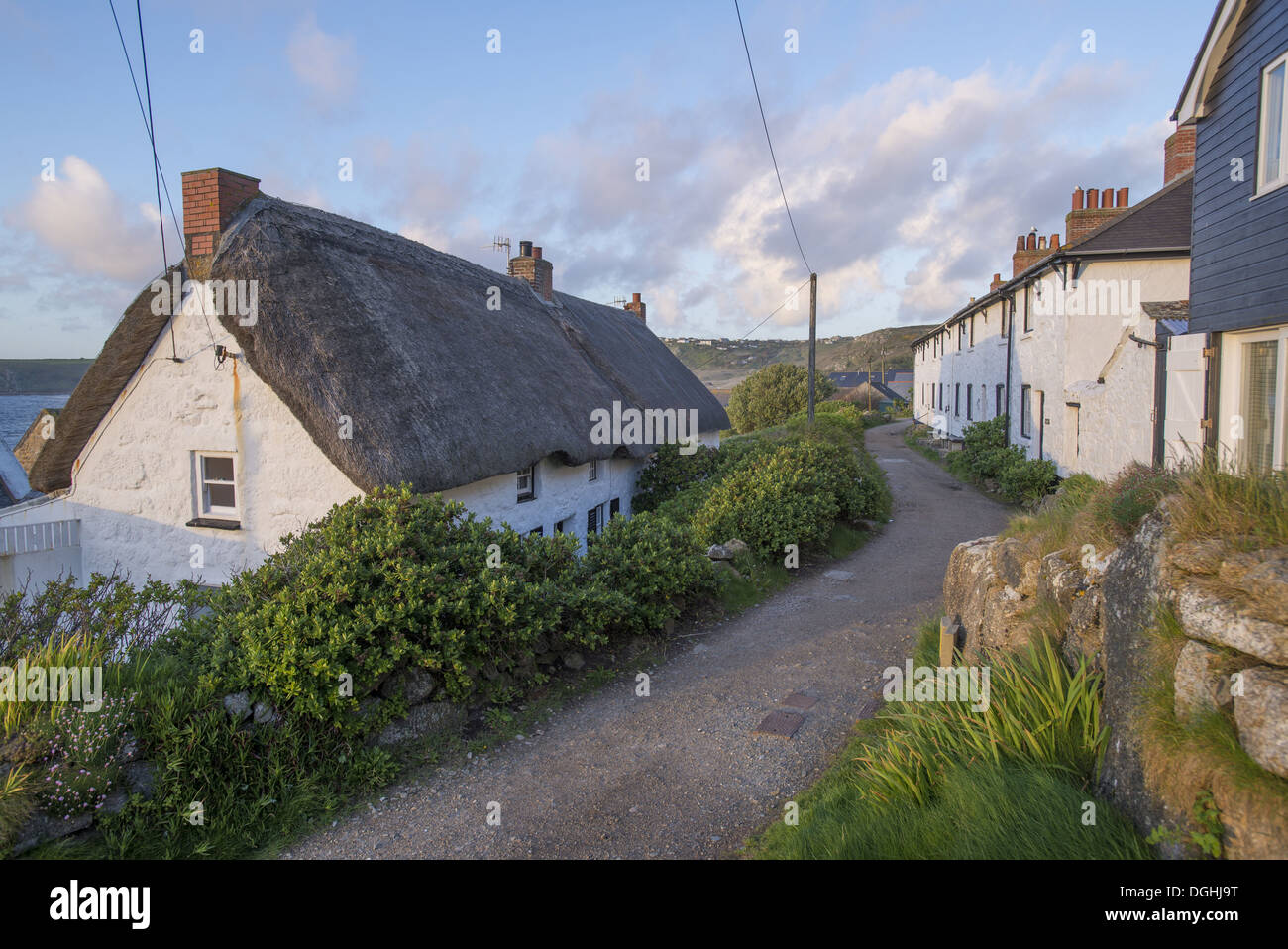 Old fisherman's cottage in coastal village, Sennen Cove, Sennen Stock