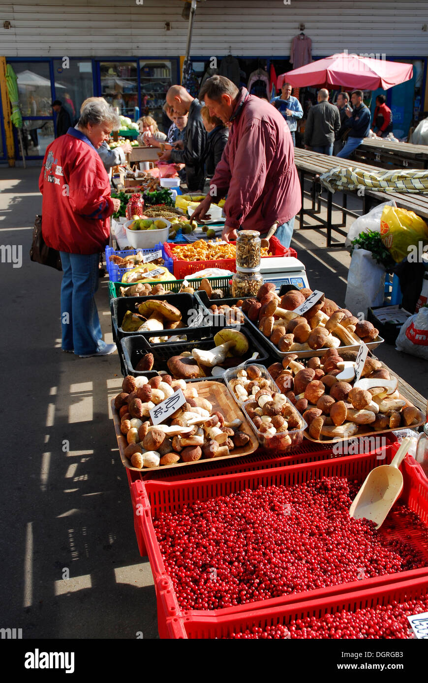 Latvia, Riga, market stall in front of the central market Stock Photo ...