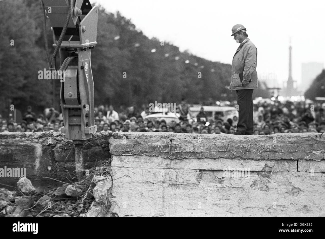 The start of the demolition of the Berlin Wall at the Brandenburg Stock