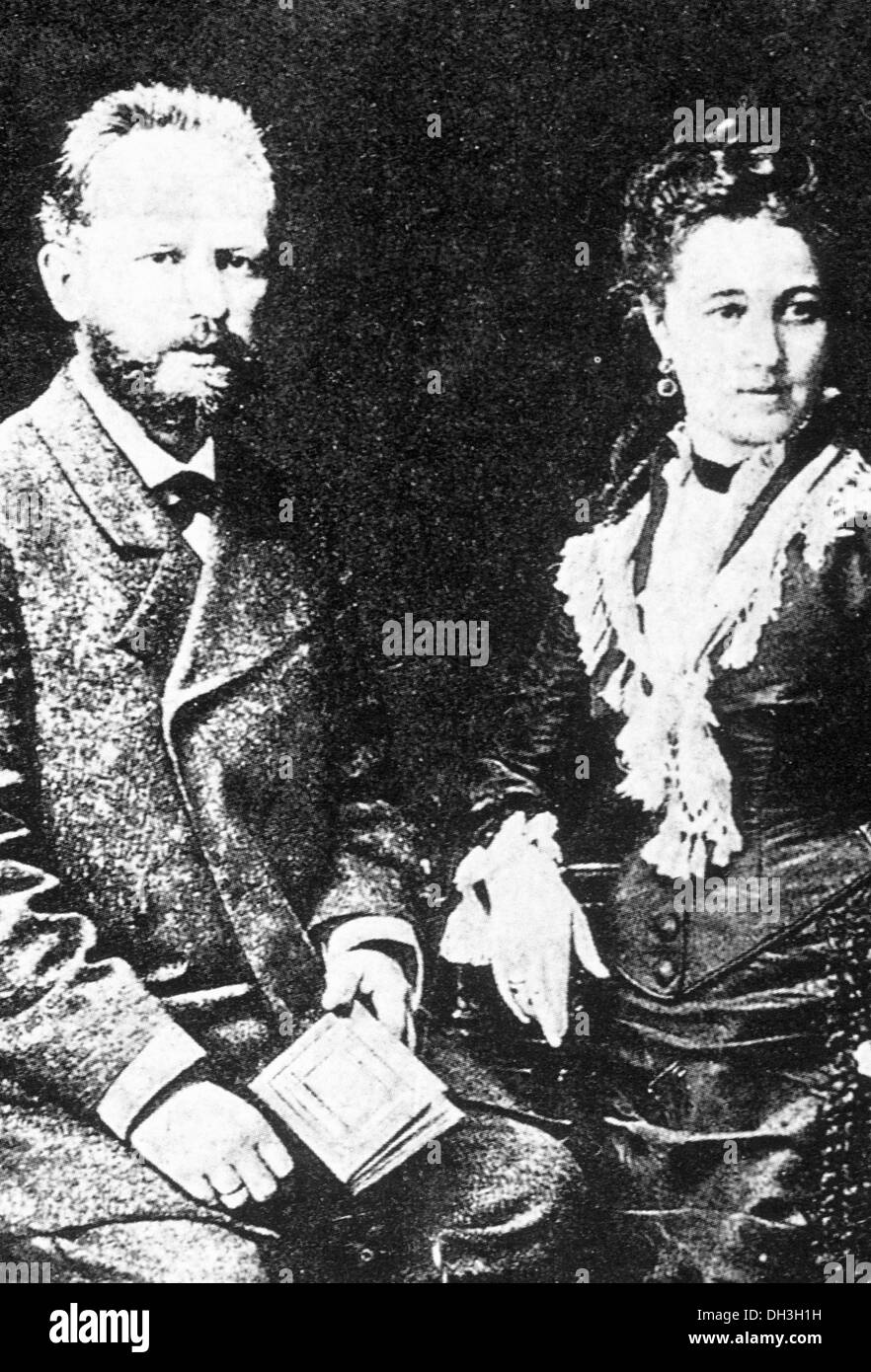 PYOTR TCHAIKOVSKY (1840-1893) Russian composer with his wife Antonia ...