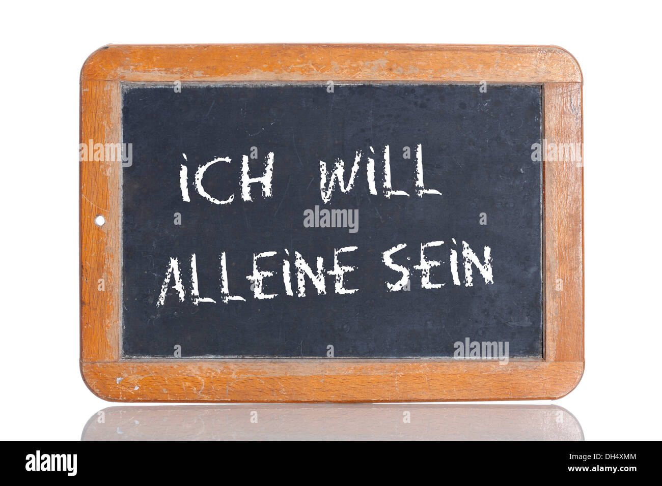 old school blackboard with the words ich will alleine sein german DH4XMM