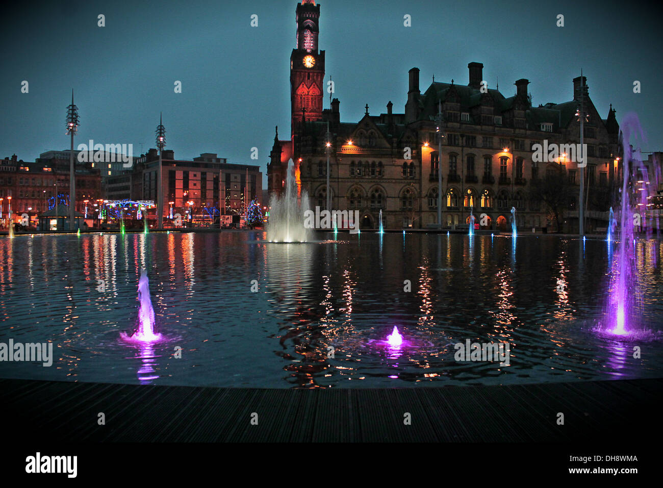 bradford city park england at night with christmas lights bradford city park england at night with christmas lights