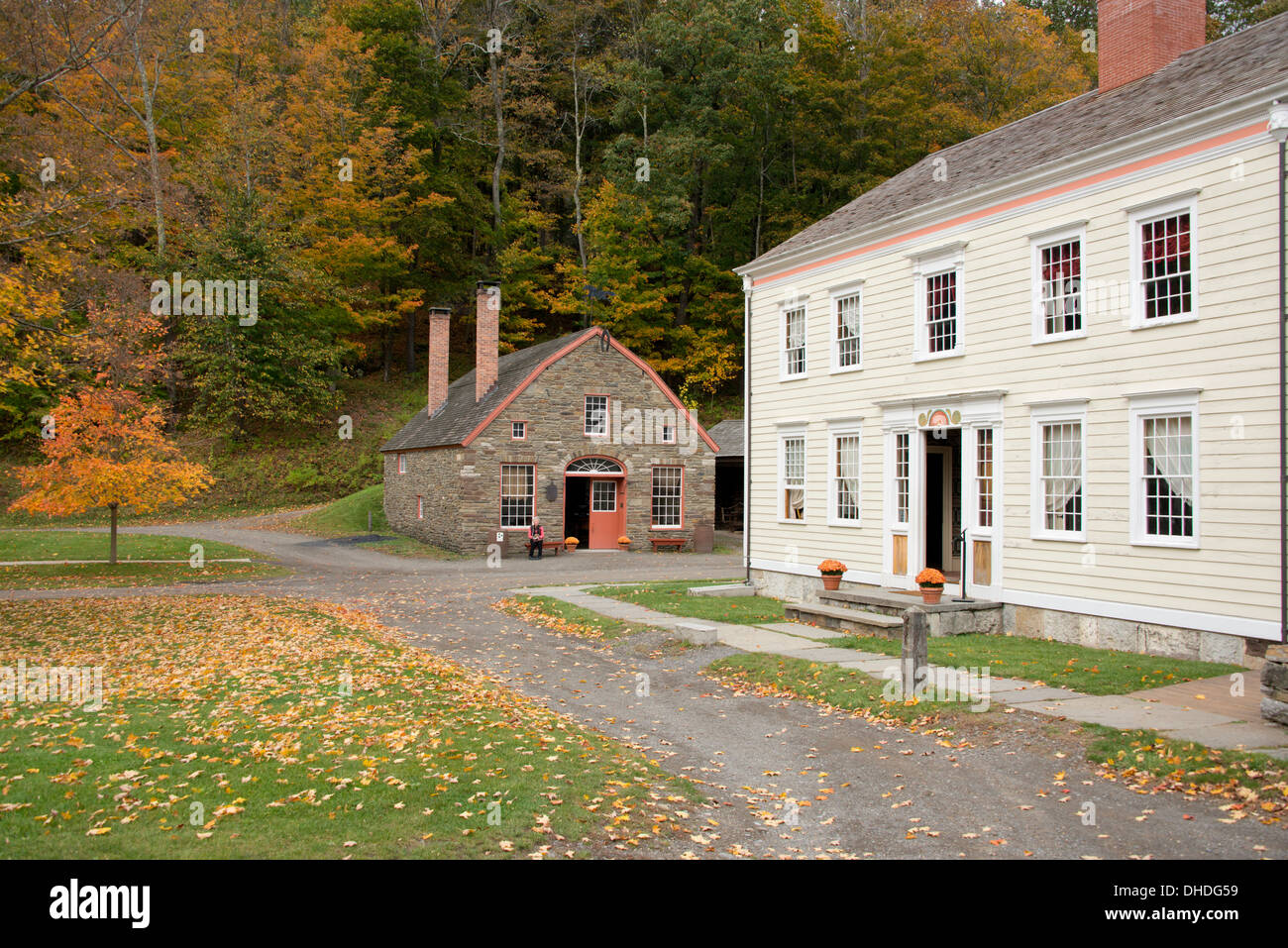 New York, Cooperstown, Farmers Museum in the fall Stock Photo, Royalty