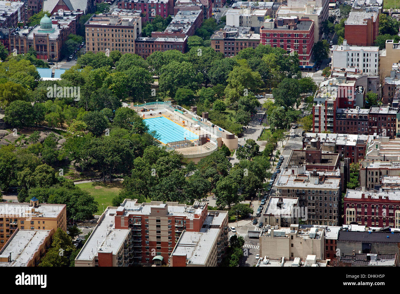 aerial photograph Marcus Garvey Park, Harlem, Manhattan, New York Stock