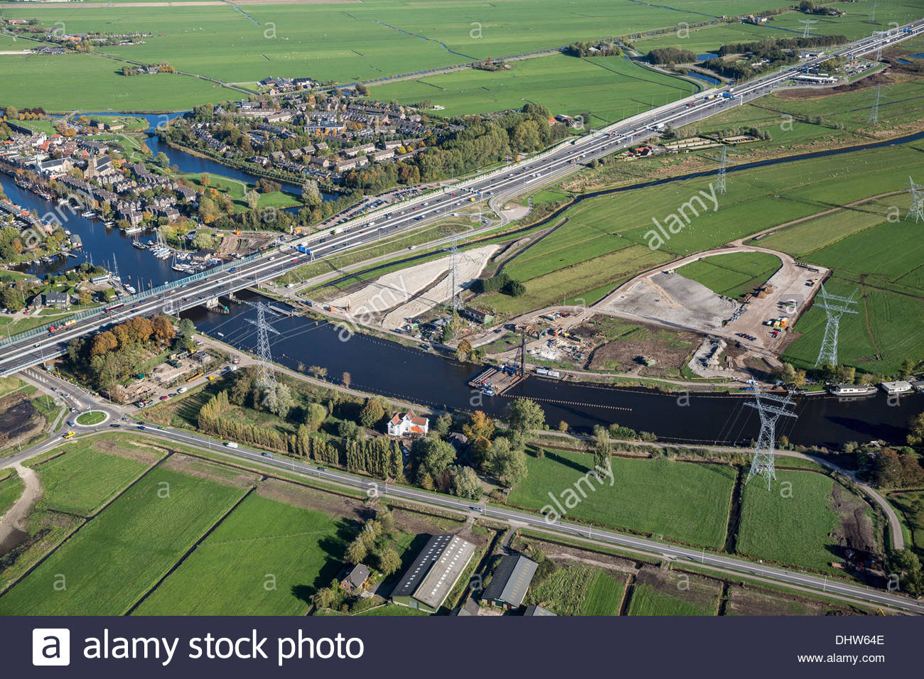 Netherlands, Muiden, A1 highway near Amsterdam. Start of construction