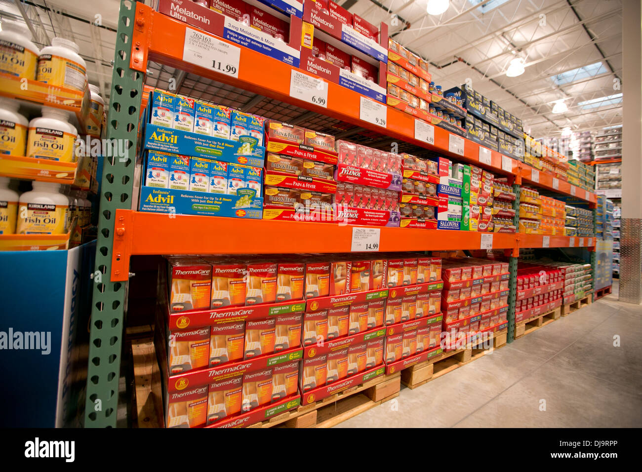 Costco Warehouse Club Fully Stocked With Merchandise Sold In Bulk At