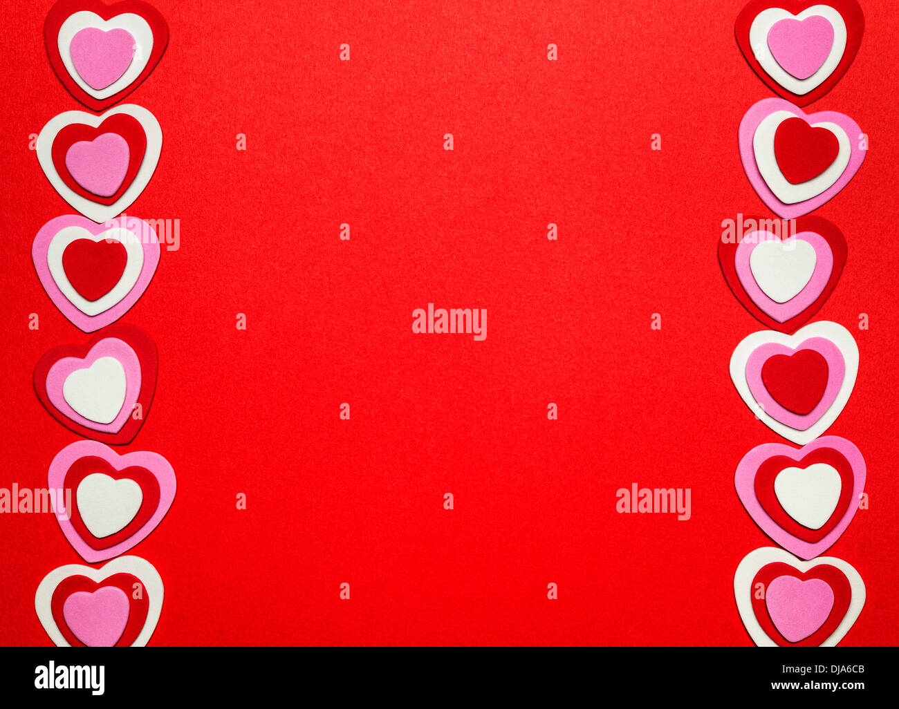 Border Of Romantic Red Pink And White Hearts For Valentines Day On