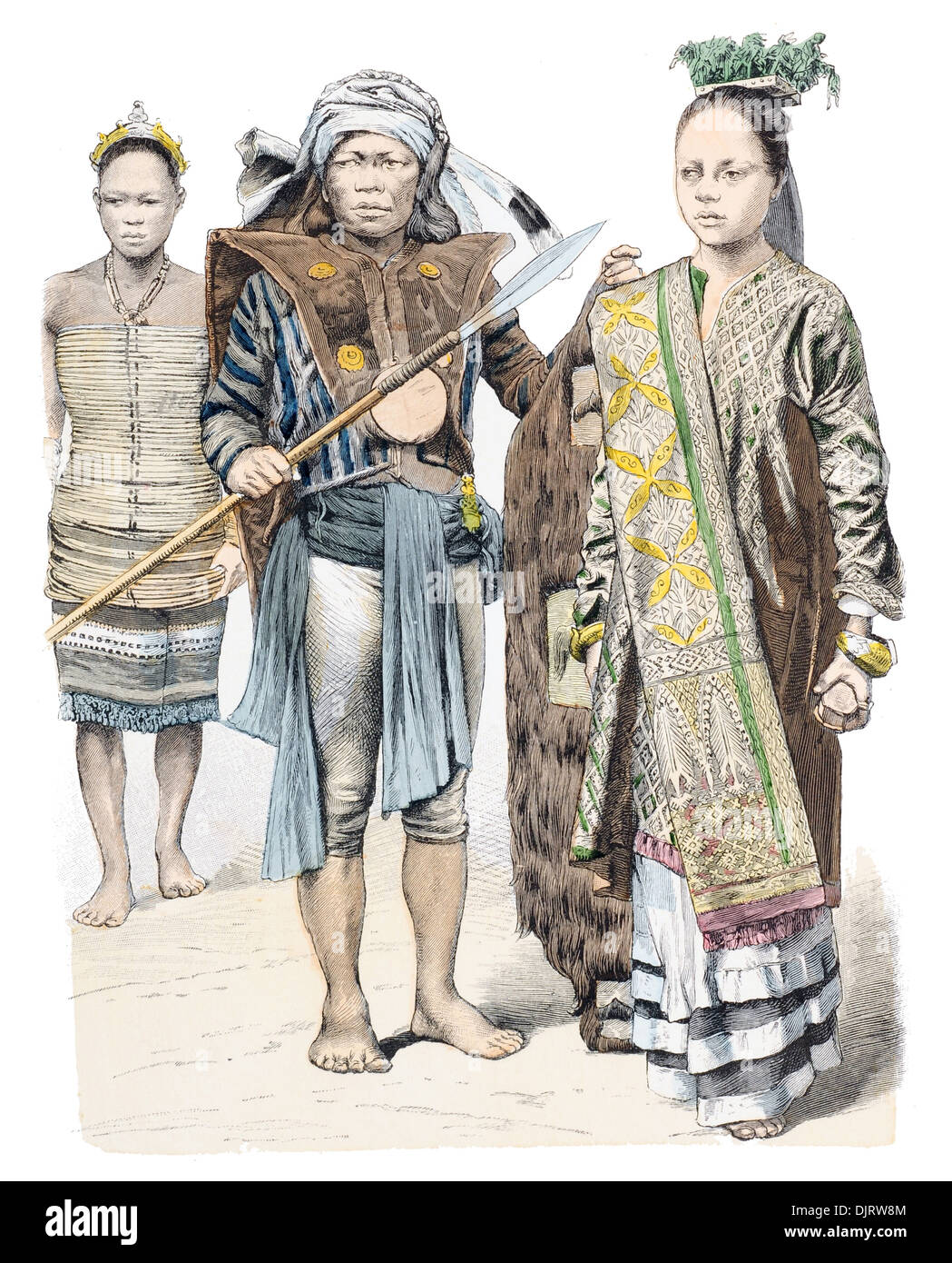 late-19th-century-xix-1800s-borneo-left-to-right-woman-warrior-princess-DJRW8M.jpg