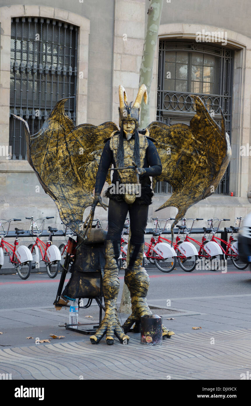 Human Statue Las Ramblas Barcelona Spain Stock Photo Alamy