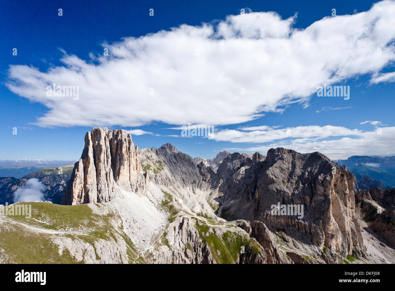 View while ascending Croda Rossa or Sextener Rotwand in the Stock Photo