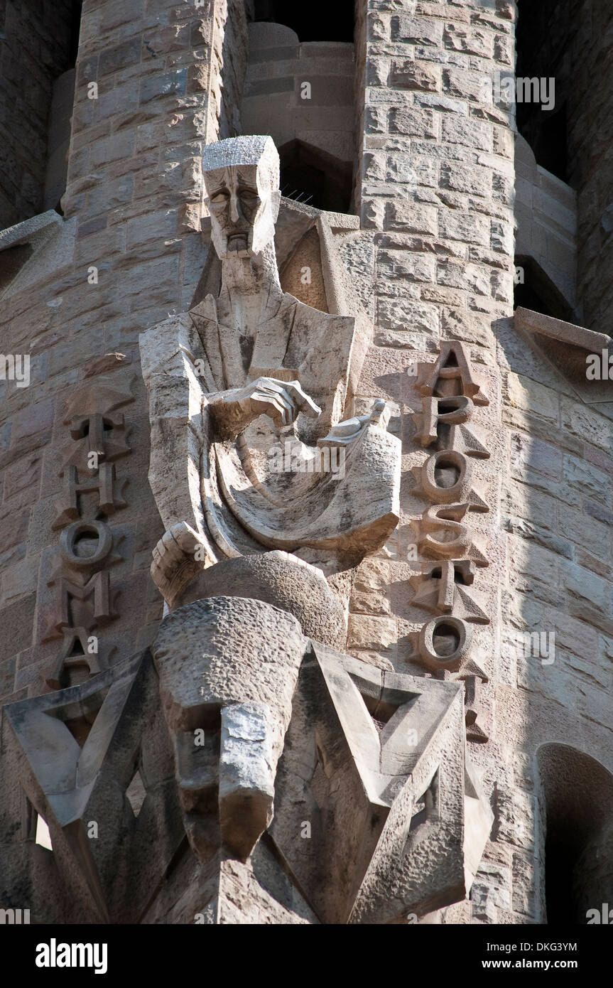 Sculptural Detail Of The Passion Facade Apostle Thomas Sagrada