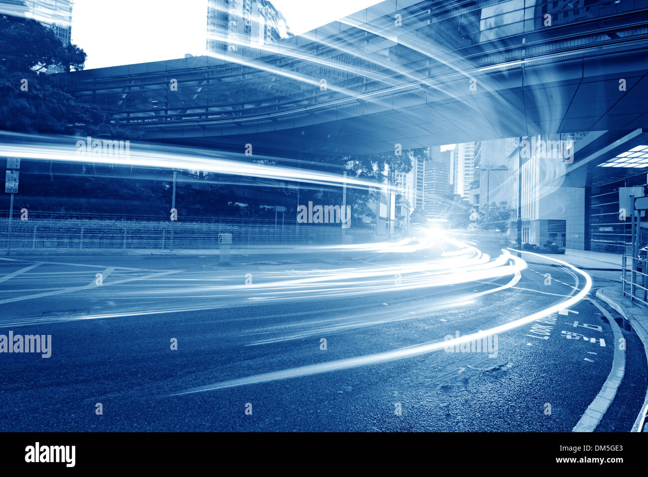 Traffic In Hong Kong At Night Stock Photo Alamy