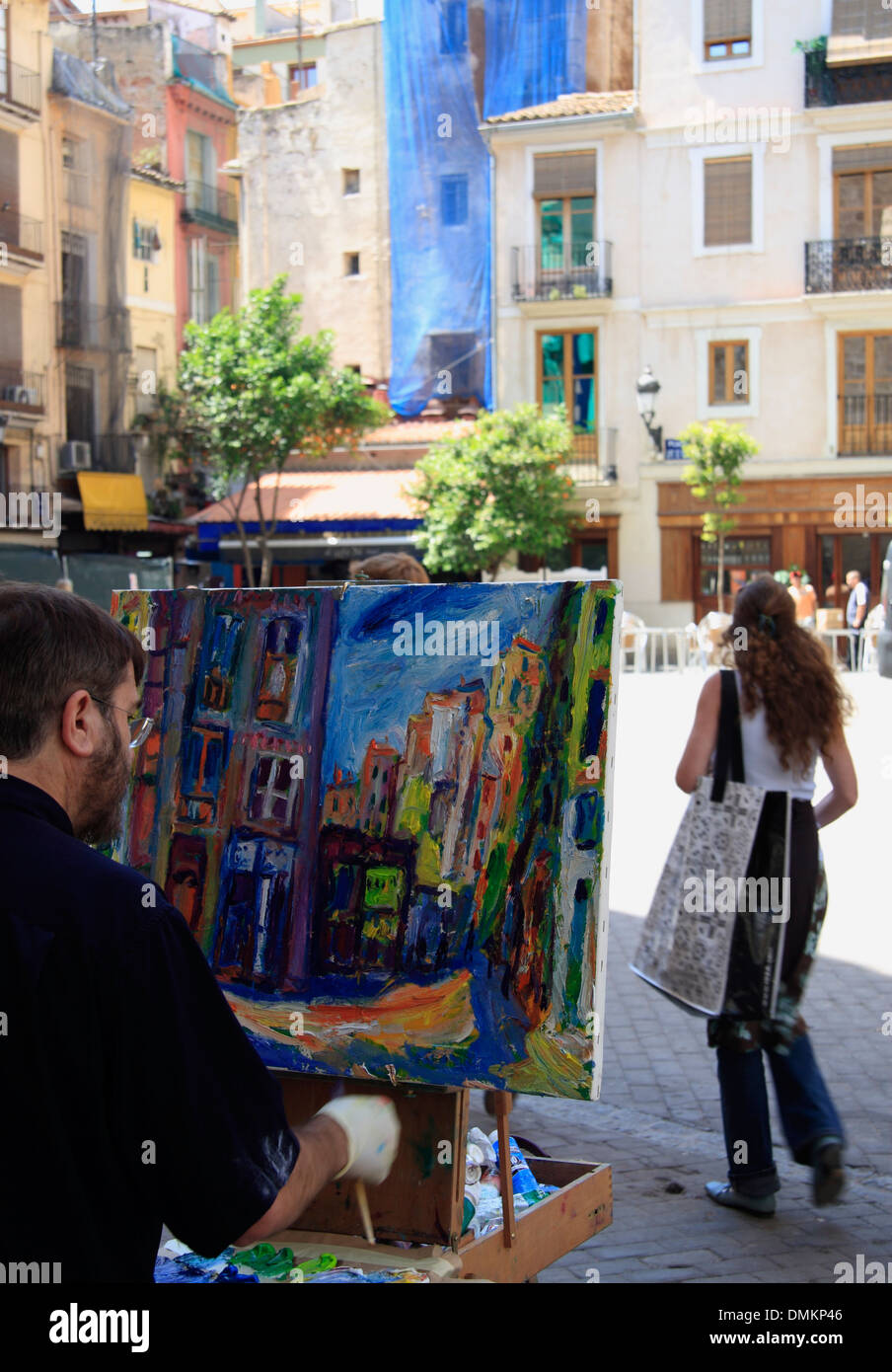 Painter in Valencia, Spain, Europe Stock Photo, Royalty Free Image