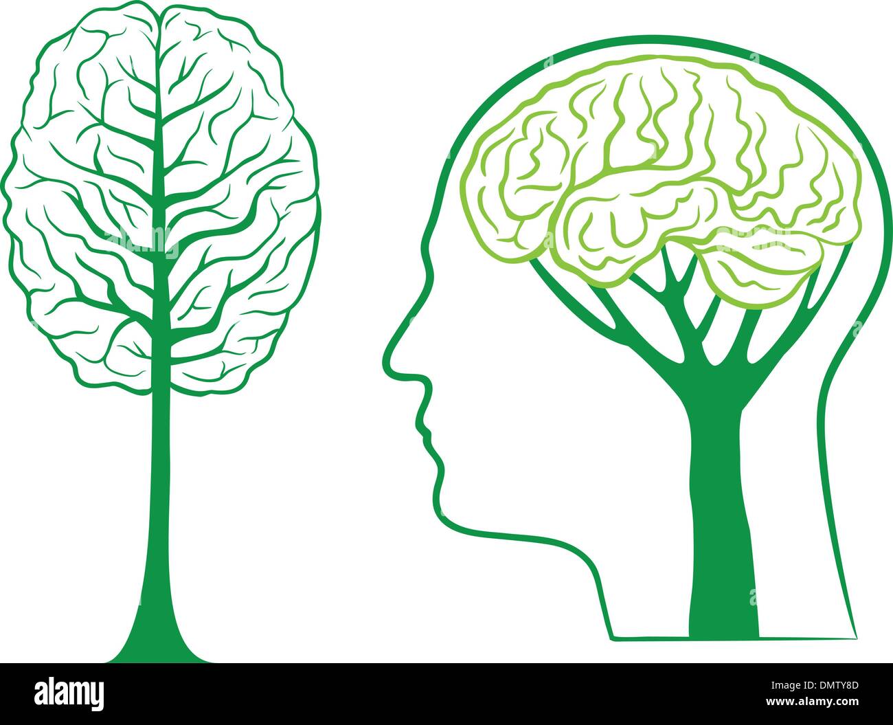 green brain tree, vector Stock Vector Art & Illustration, Vector Image