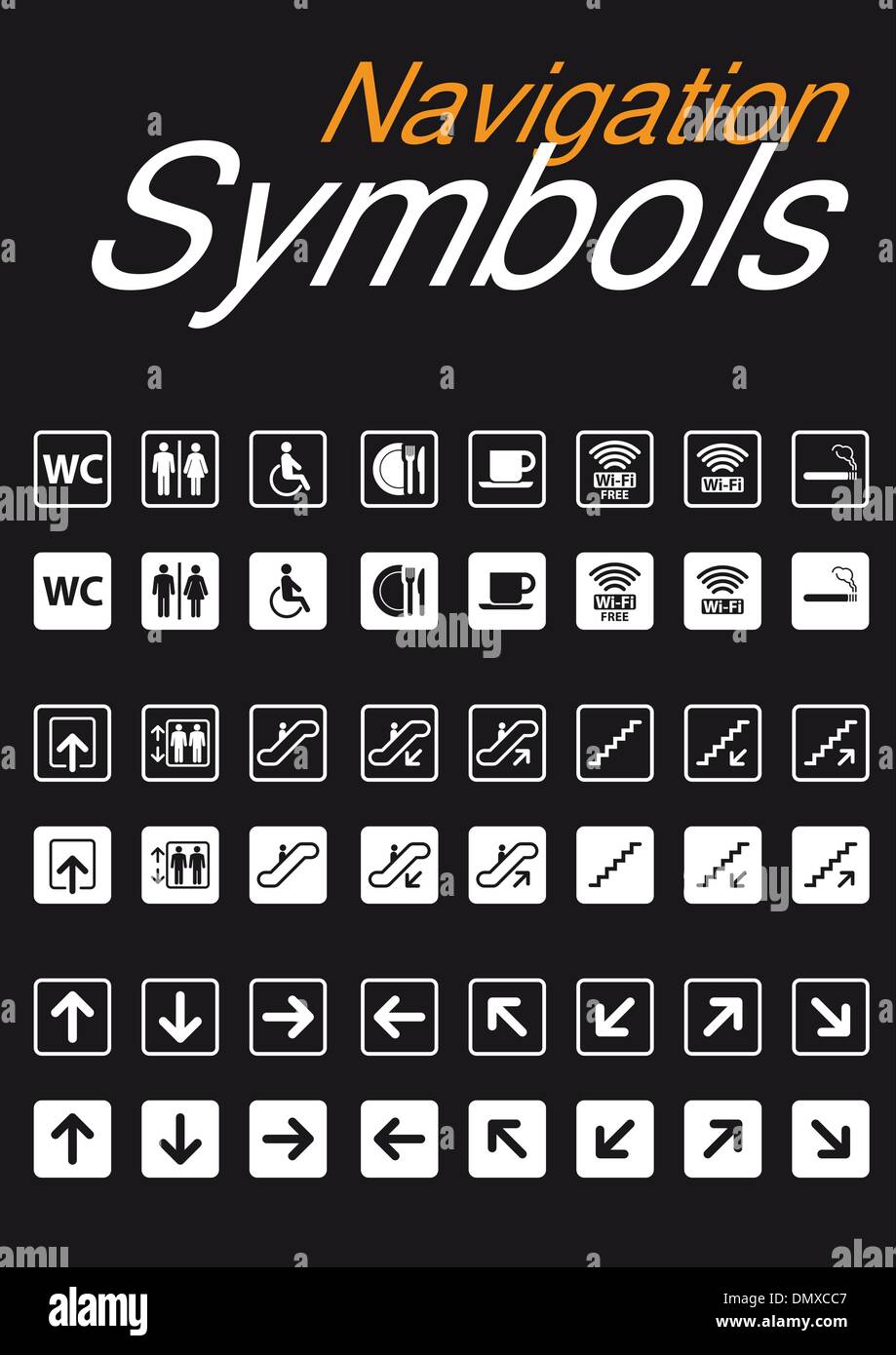 Navigation Symbols Set Stock Vector Art & Illustration, Vector Image