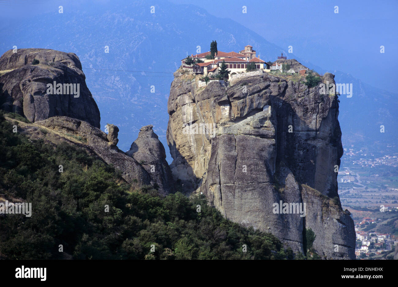 Greek Orthodox Monastery of the Holy Trinity (1475) Cliff top Stock