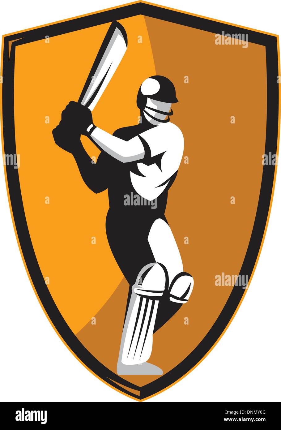 Illustration Of A Cricket Player Batsman Batting With Bat Set Inside