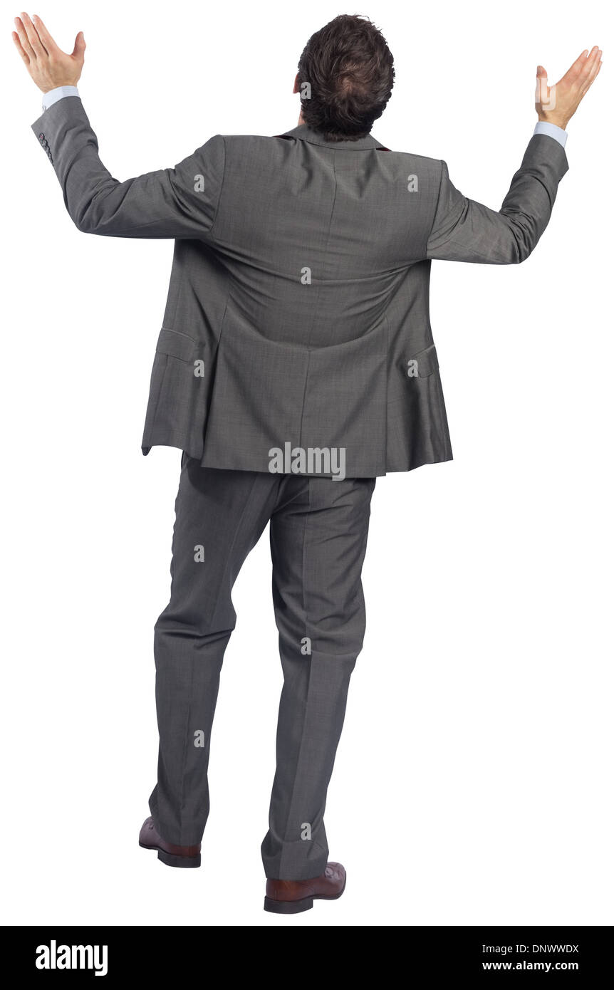 Businessman posing with arms raised Stock Photo, Royalty Free Image