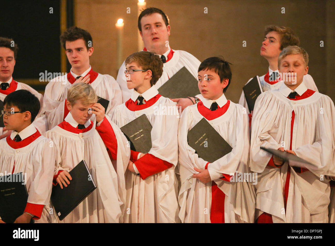 KING'S COLLEGE CHOIR REHEARSING FOR THE CHRISTMAS EVE CAROL SERVICE