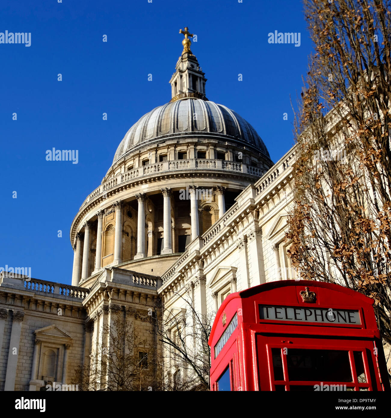 Red Telephone Box By St Pauls Cathedral London Stock Photo Alamy