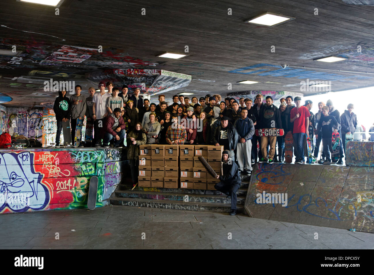 Skateboarder at the Southbank Skatepark, London, UK Stock Photo