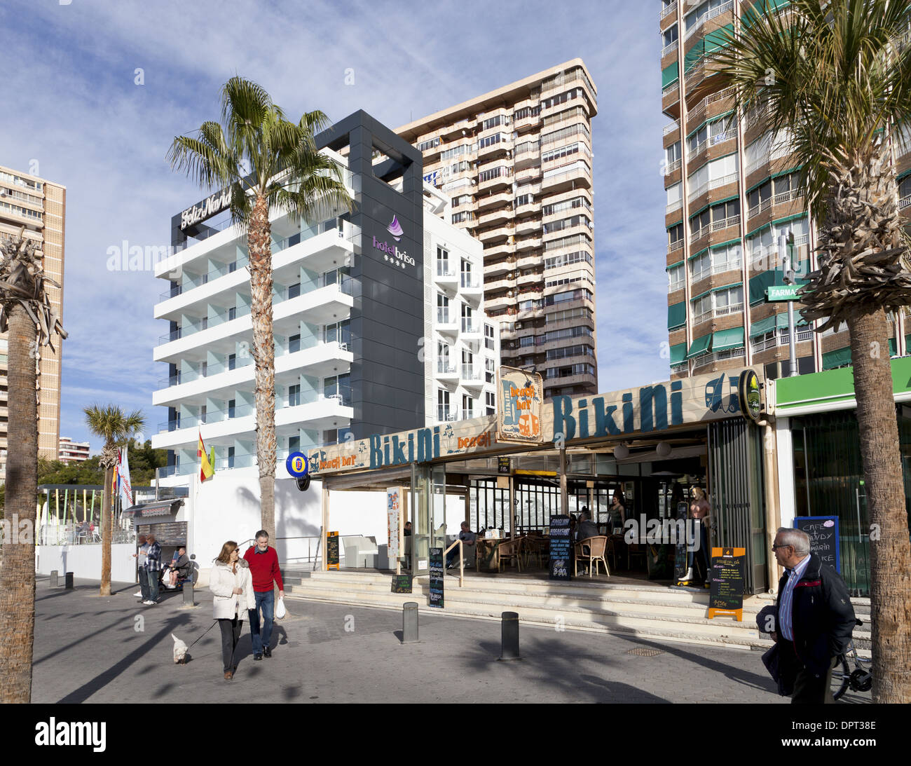 Benidorm, Costa Blanca, Spain. Bikini Beach Bar and Hotel Brisa Stock