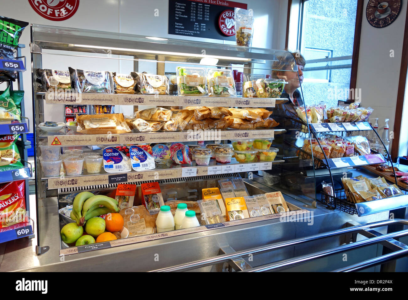 take away food on display in a roadside cafe Stock Photo, Royalty Free