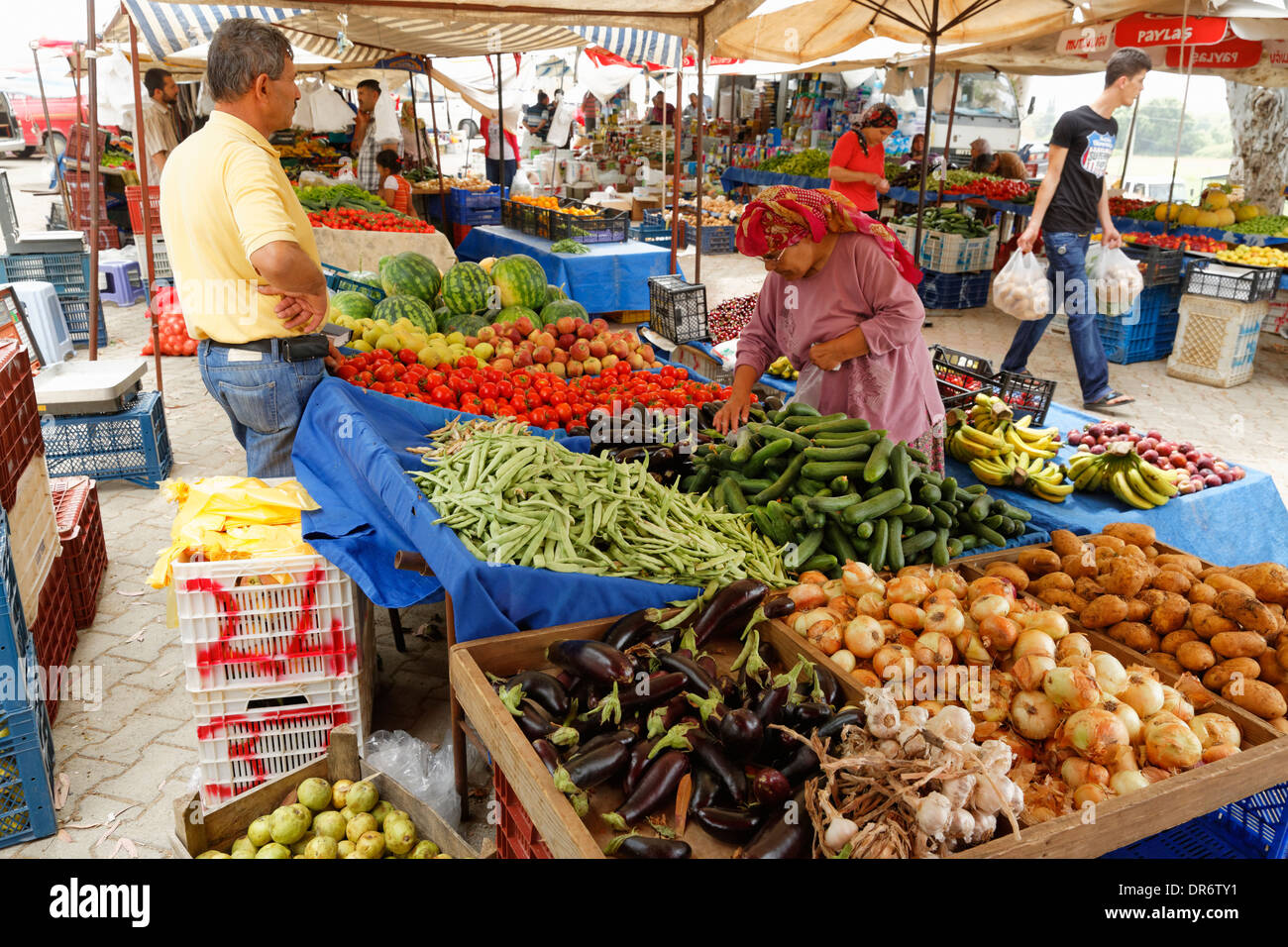 Turkey, farmer's market in Kizilot near Side Stock Photo ...