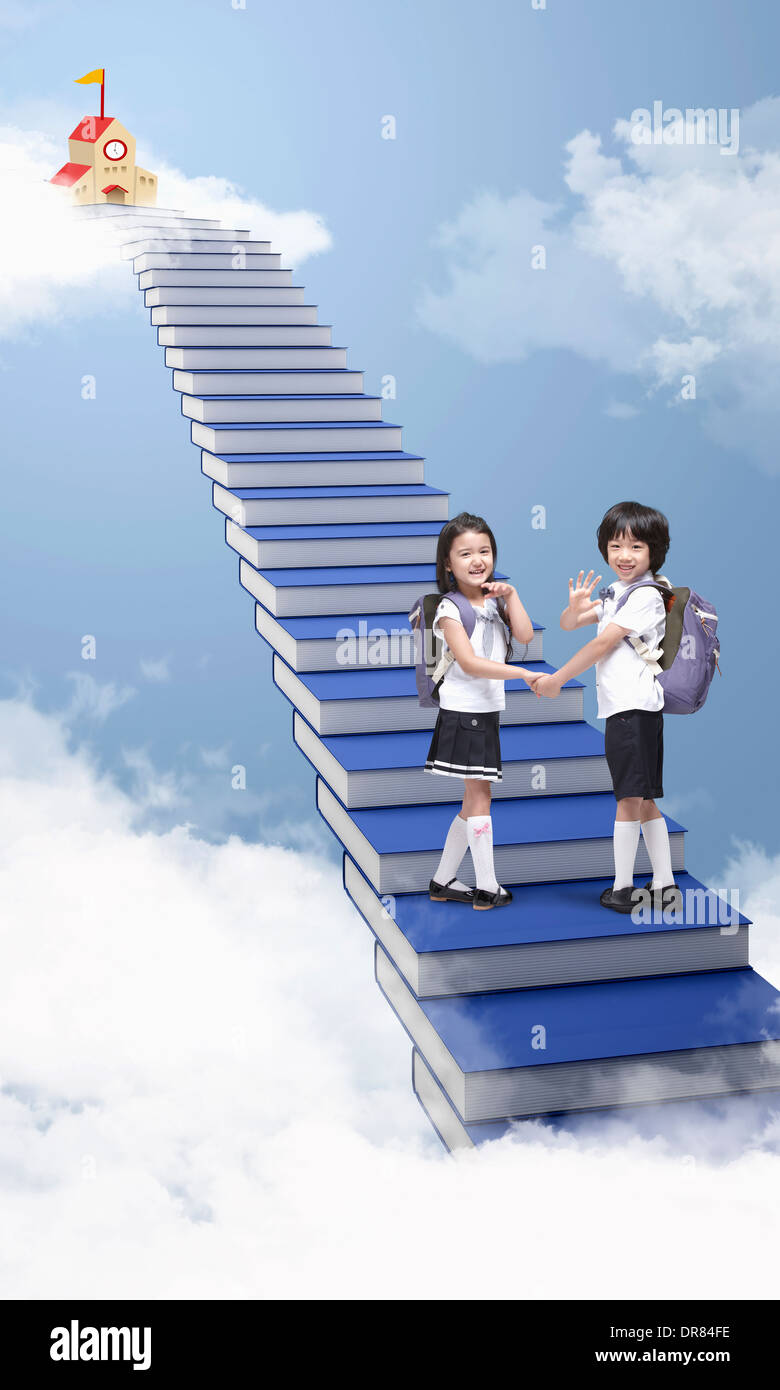 Girls walking up stairs Girls walking up stairs