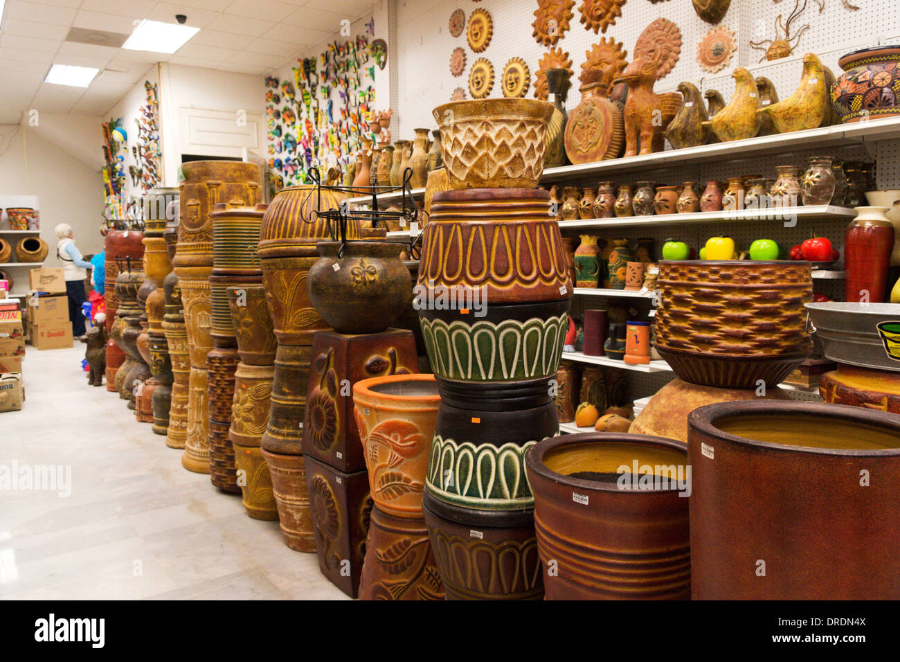 Mexican pottery on display in a department store in Nuevo ...