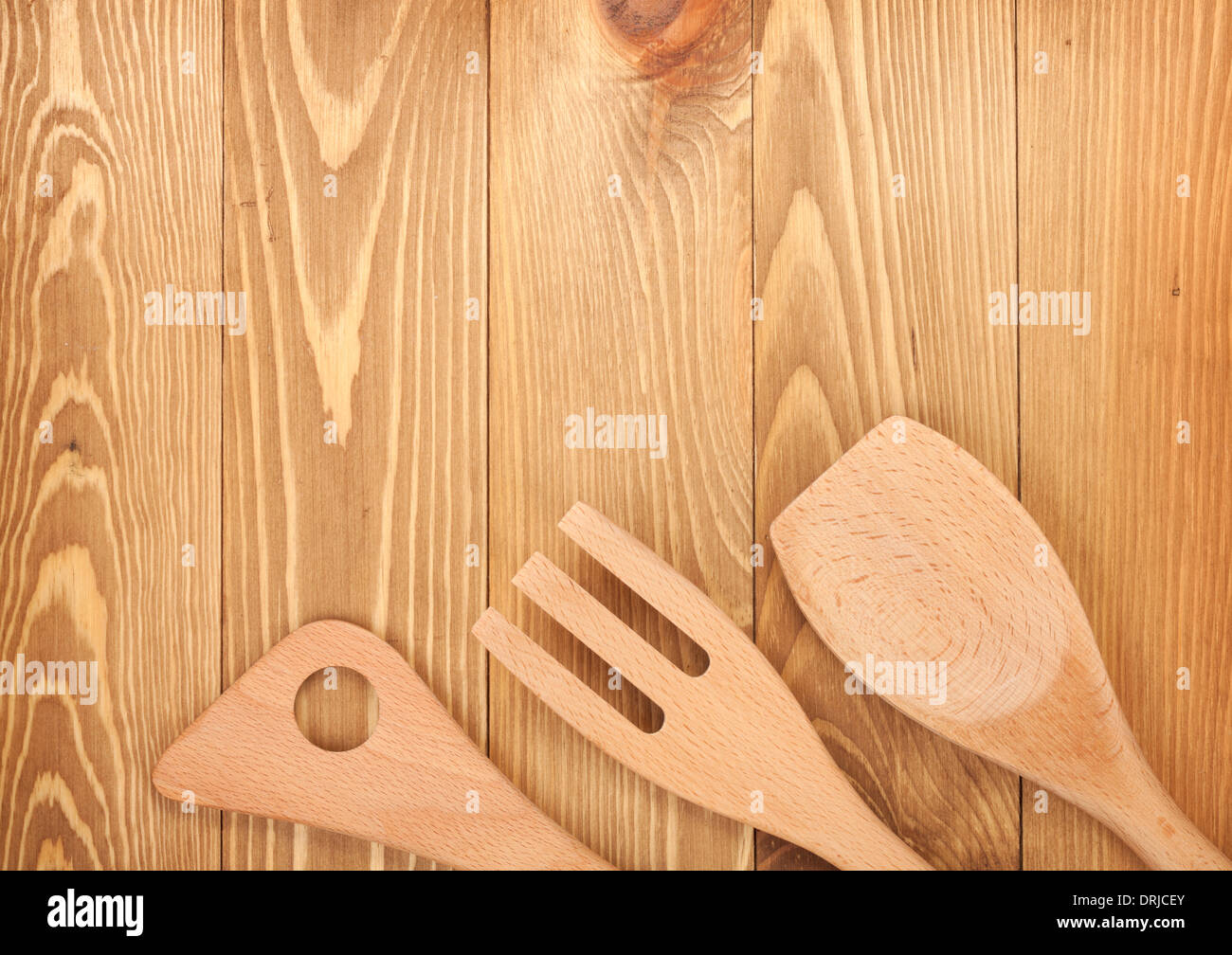 Kitchen Utensils On Wooden Table Background View From Above With