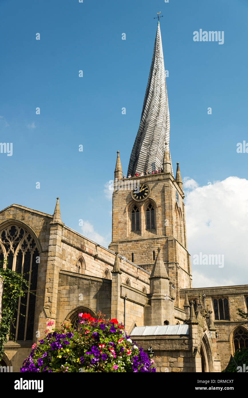 Chesterfield town famous for its Crooked spire church in Derbyshire