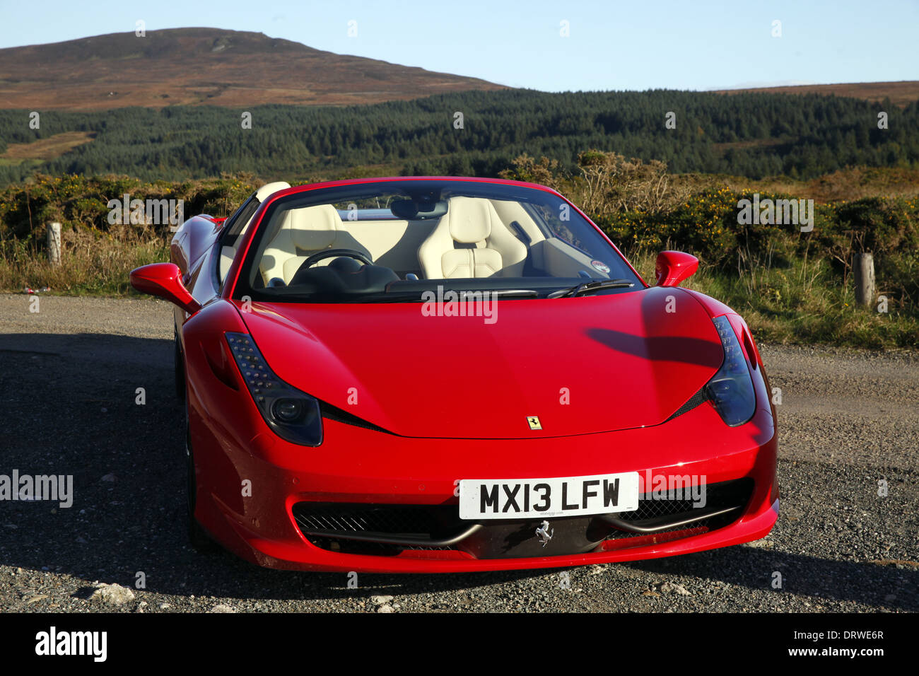 Ferrari 2013 ferrari 458 spider : RED FERRARI 458 SPIDER CAR & HILLS ISLE OF MAN 11 October 2013 ...