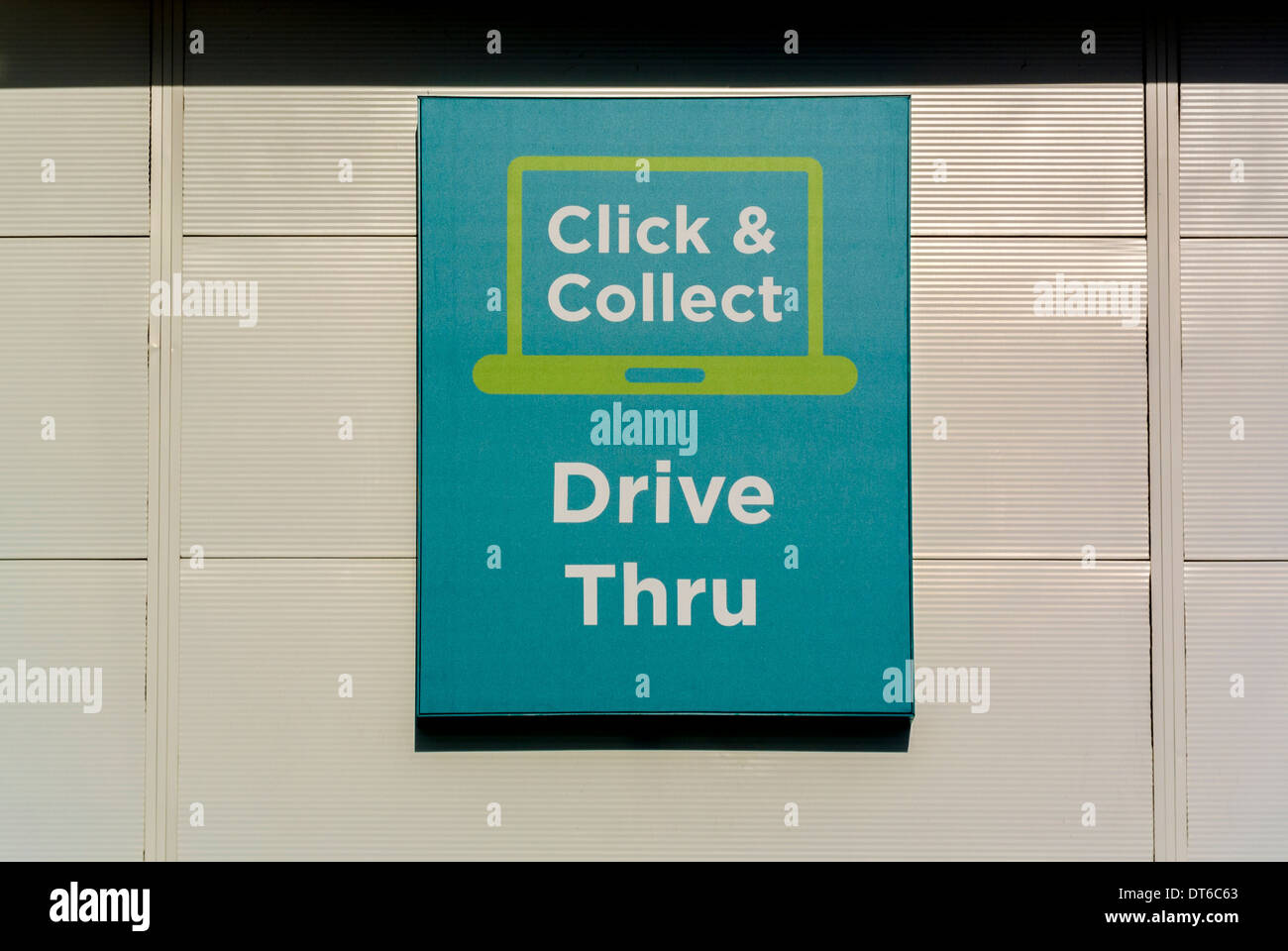 click and collect Drive Thru sign at ASDA supermarket Stock Photo