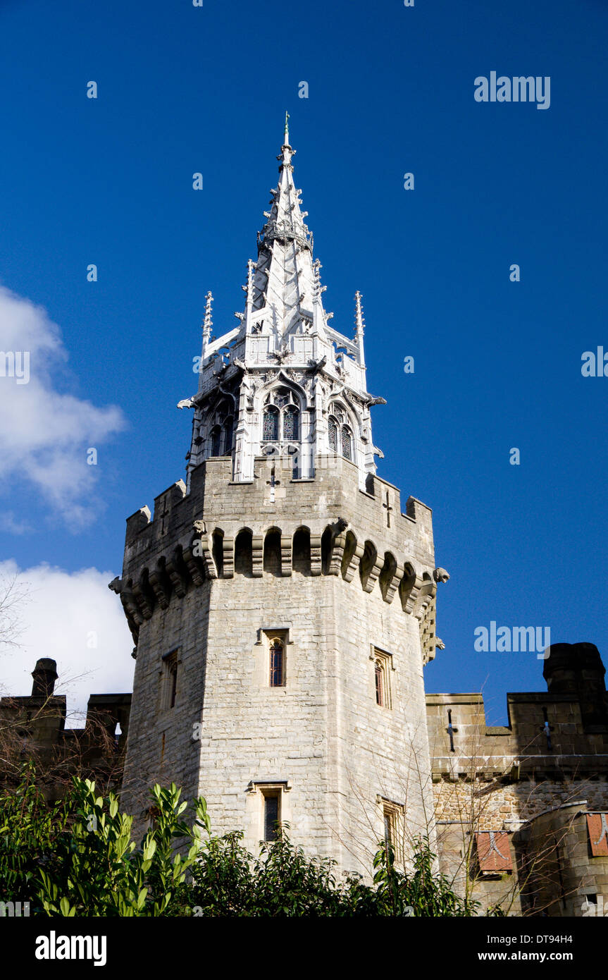 Beauchamp Tower with 19th century tower Cardiff Castle from Bute Stock