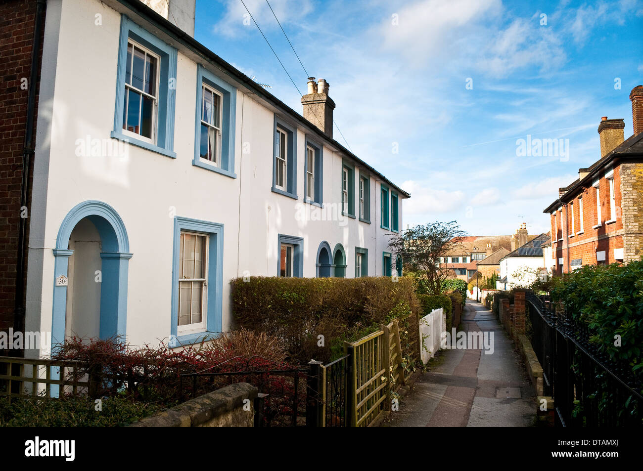 Residential street, Church Walk, Leatherhead, Surrey, England, UK Stock