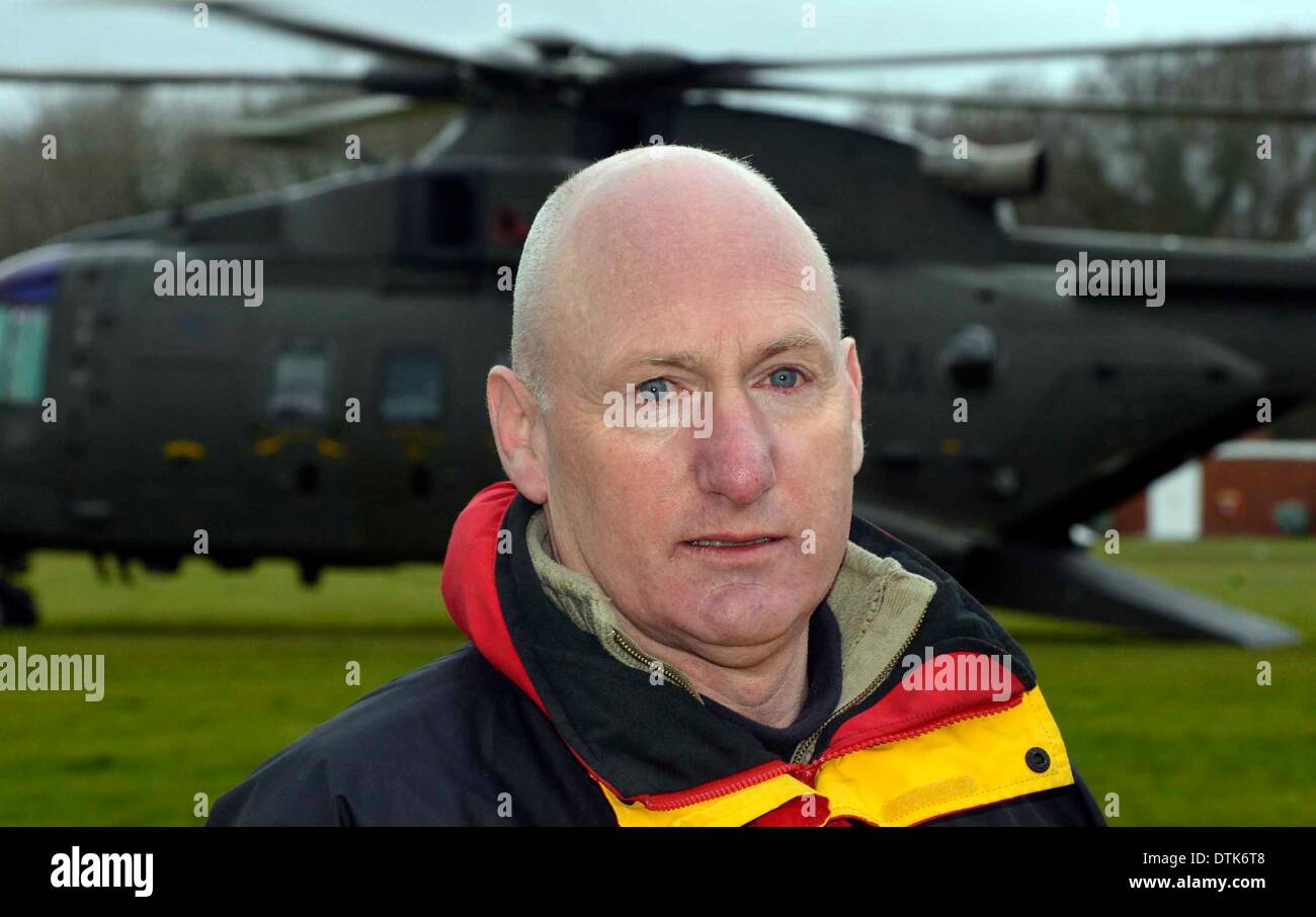 Dorset, UK . 19th Feb, 2014. Dorset Emergency Planning Officer, right Stock Photo, Royalty Free