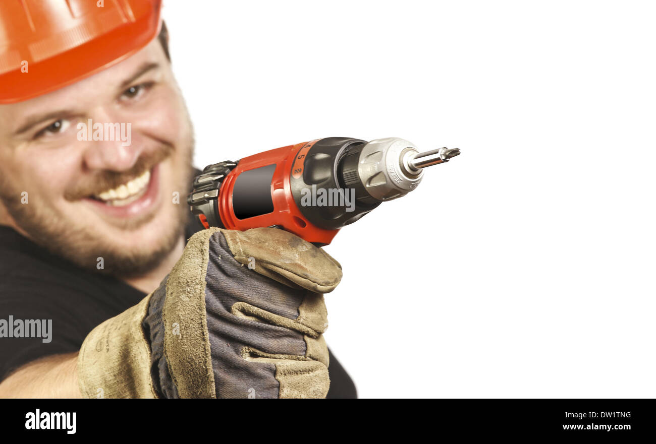 Closeup On Handyman With Drill Stock Photo Alamy