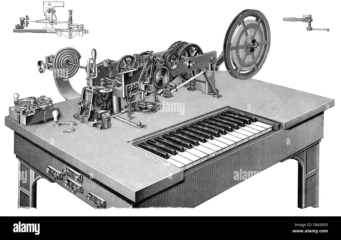 Historical Hughes telegraph, 1894, historische Telegrafen Stock Photo